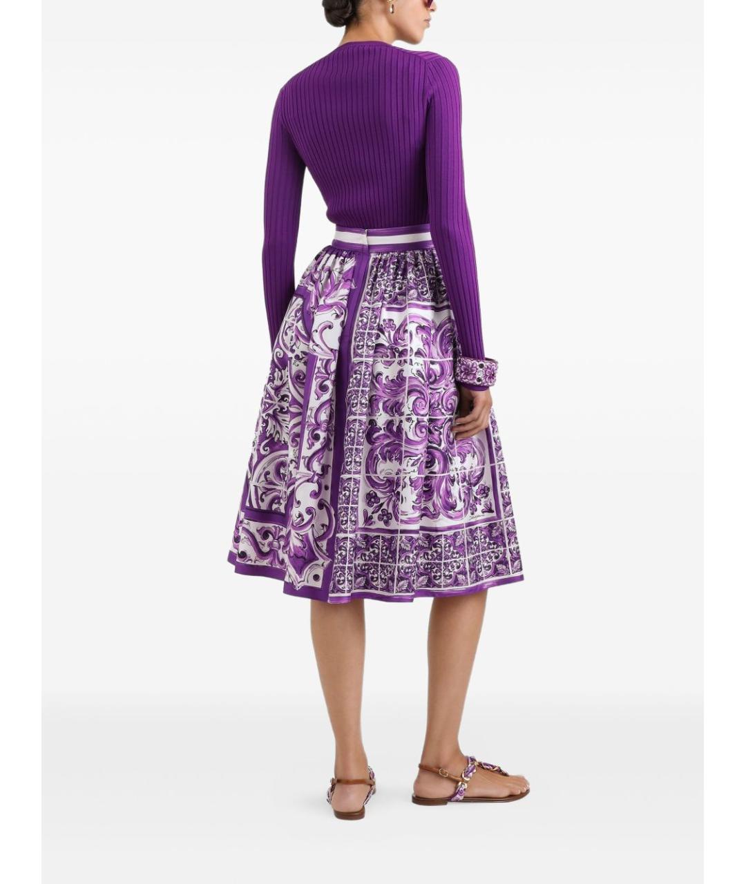 DOLCE&GABBANA Фиолетовая шелковая юбка миди, фото 3