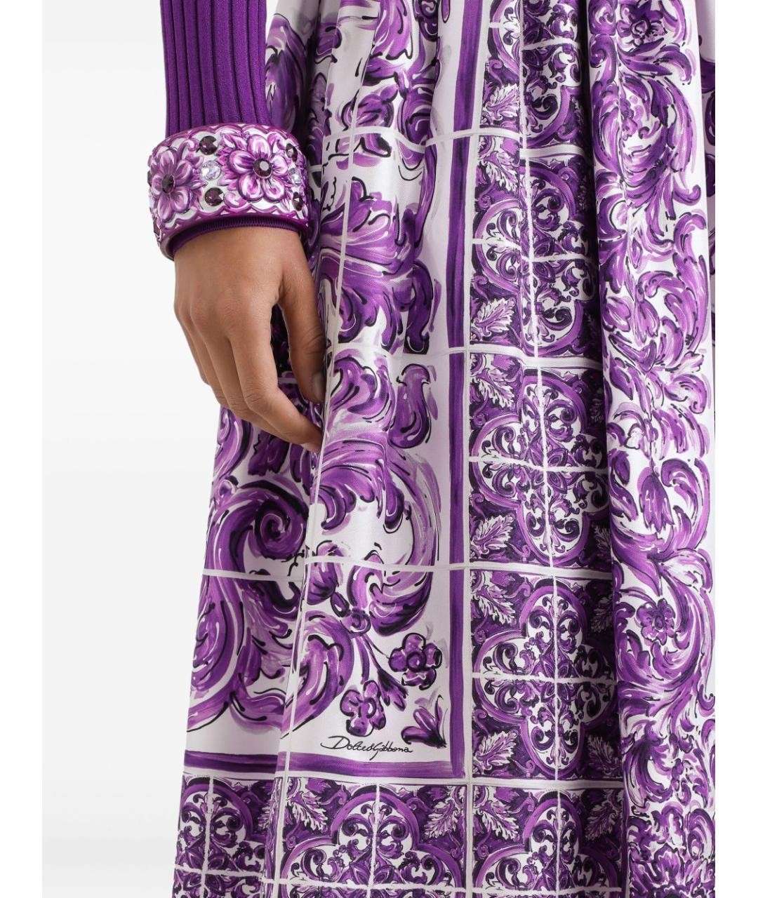 DOLCE&GABBANA Фиолетовая шелковая юбка миди, фото 4