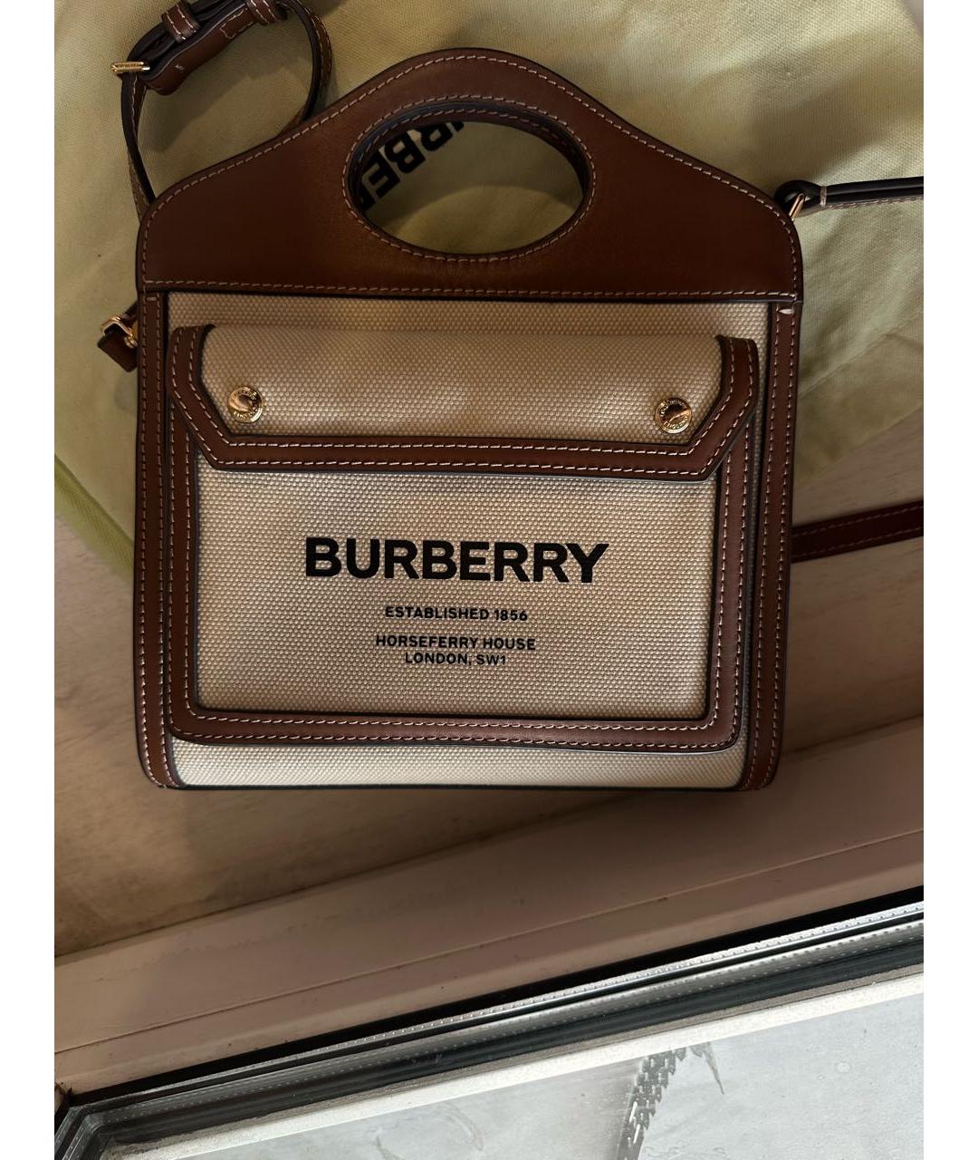 BURBERRY Бежевая сумка с короткими ручками, фото 3