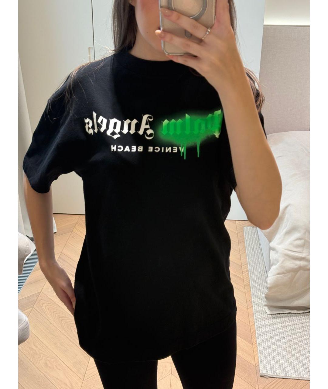 PALM ANGELS Черная хлопковая футболка, фото 5