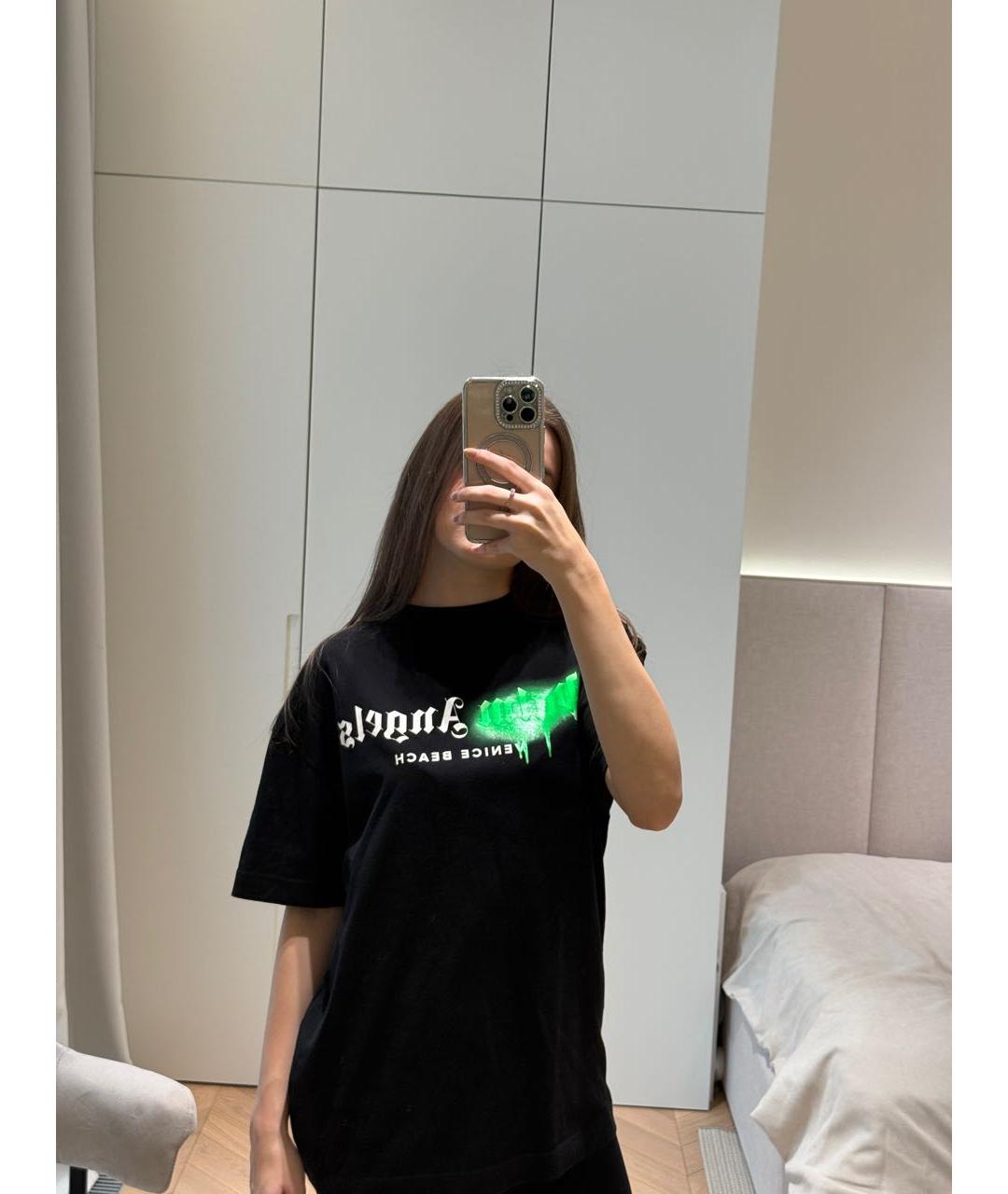 PALM ANGELS Черная хлопковая футболка, фото 4