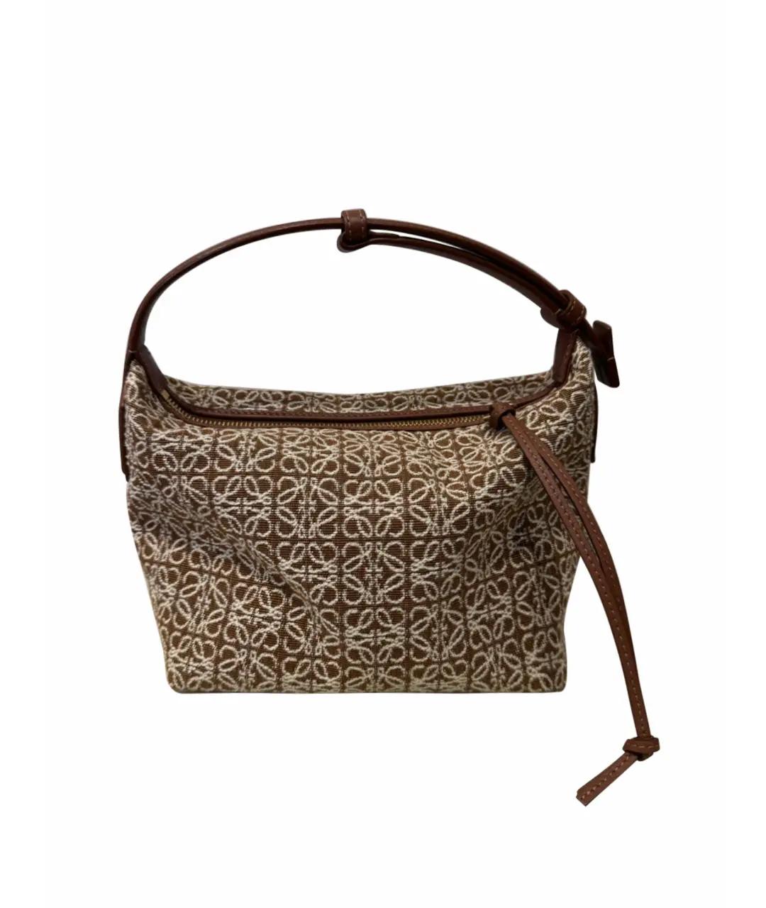 LOEWE Коричневая жаккардовая сумка с короткими ручками, фото 1