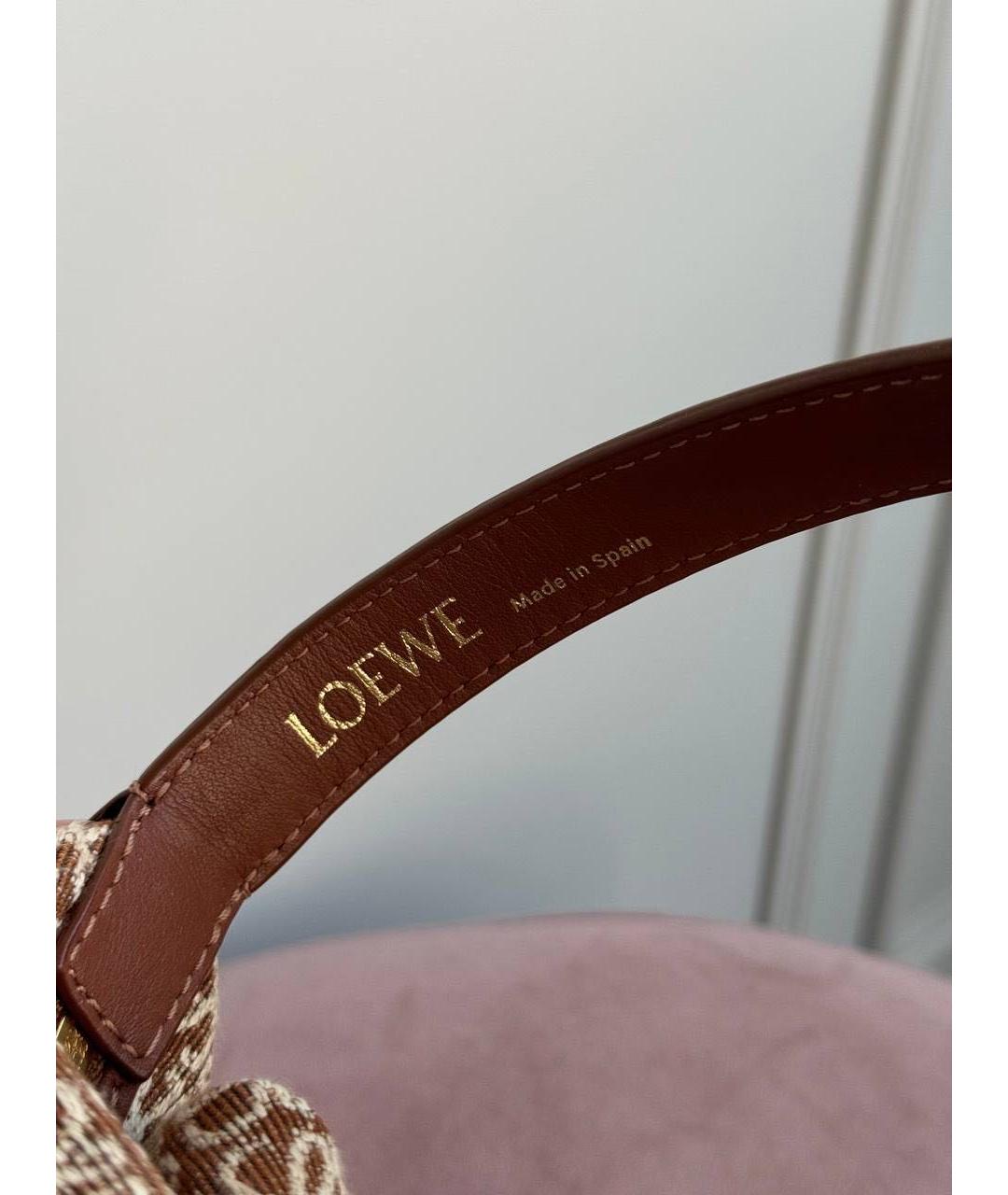 LOEWE Коричневая жаккардовая сумка с короткими ручками, фото 5