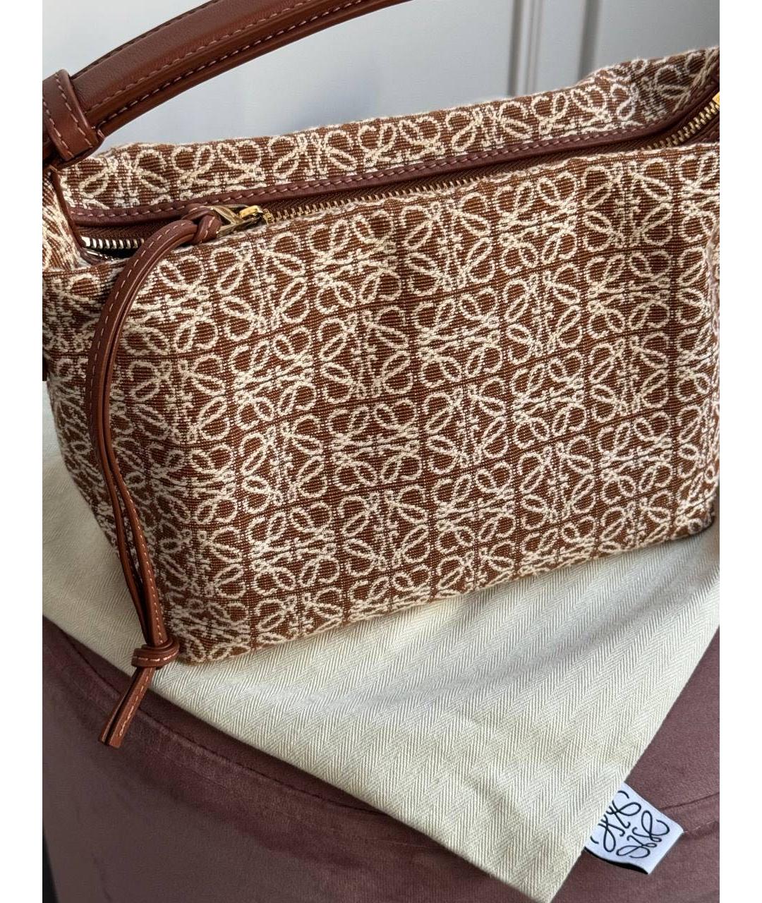 LOEWE Коричневая жаккардовая сумка с короткими ручками, фото 2