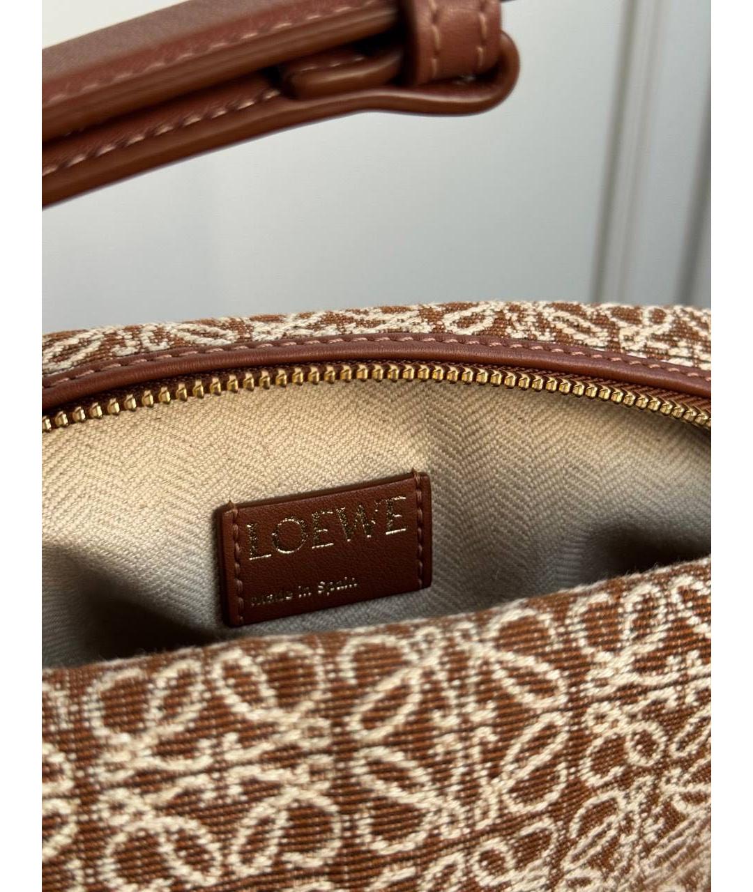 LOEWE Коричневая жаккардовая сумка с короткими ручками, фото 4