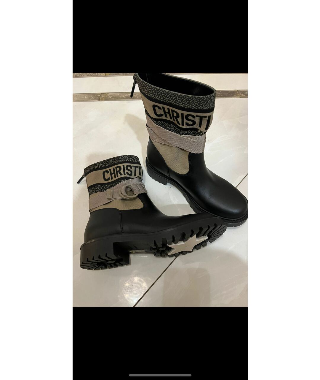 CHRISTIAN DIOR Черные кожаные ботинки, фото 4