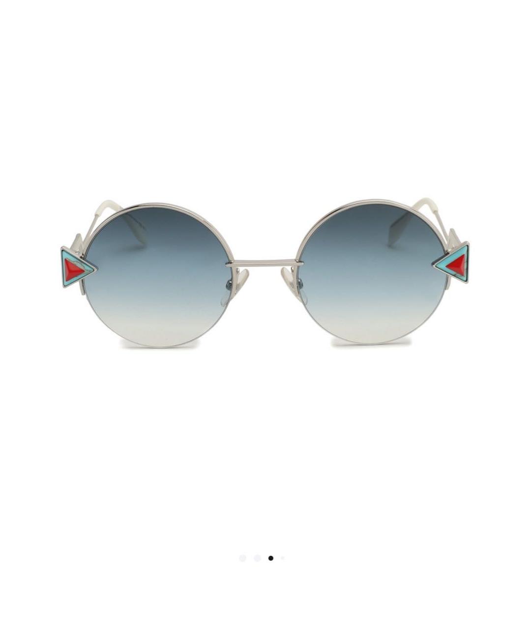 FENDI Голубые металлические солнцезащитные очки, фото 1