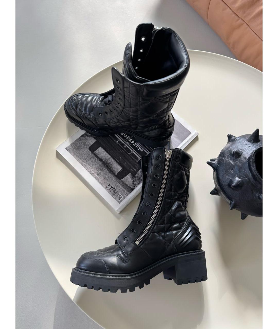 CHRISTIAN DIOR Черные кожаные ботинки, фото 4