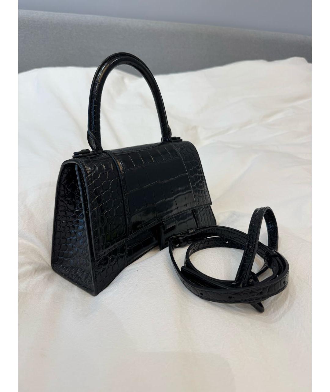 BALENCIAGA Черная сумка с короткими ручками из лакированной кожи, фото 2