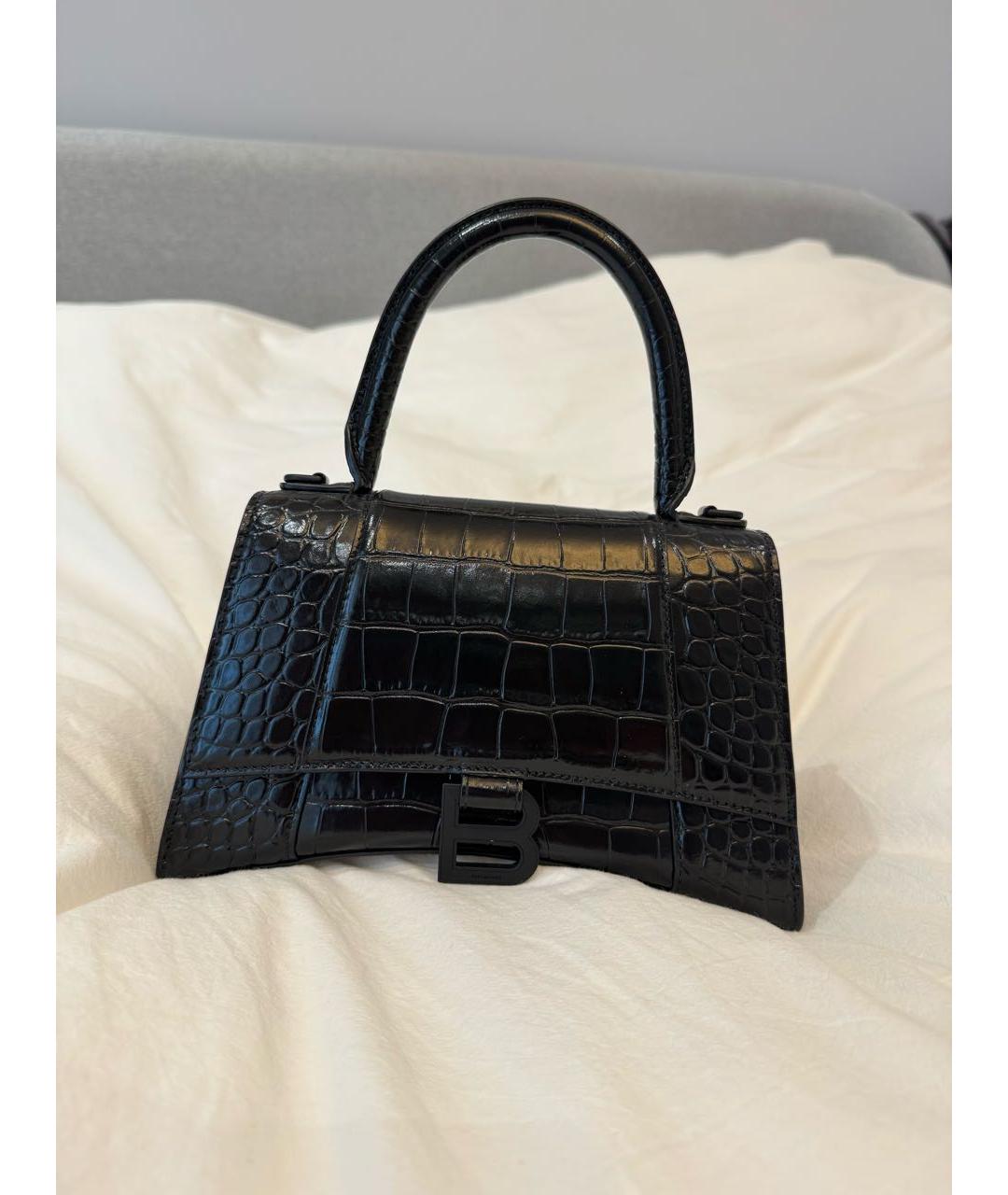 BALENCIAGA Черная сумка с короткими ручками из лакированной кожи, фото 8