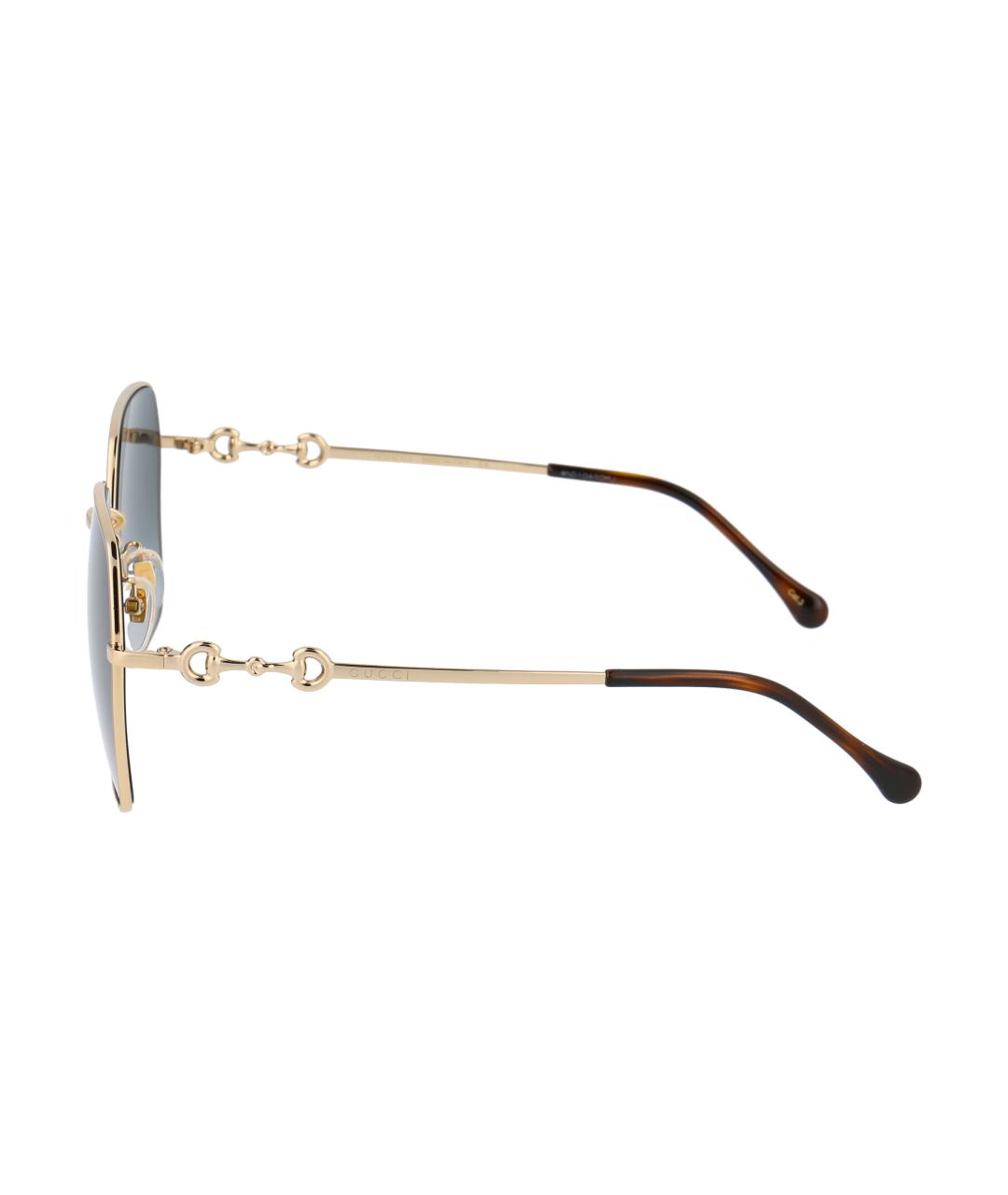 GUCCI Золотые металлические солнцезащитные очки, фото 3