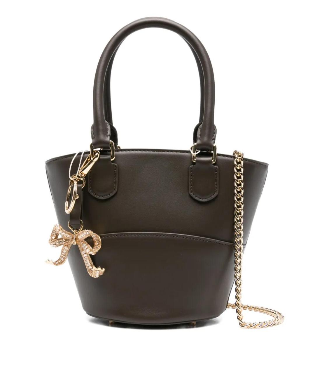 SELF-PORTRAIT Коричневая кожаная сумка тоут, фото 1