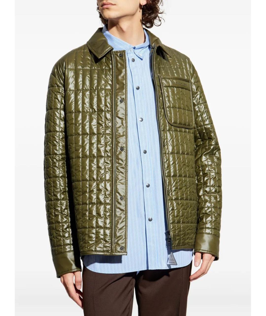 MONCLER Зеленая полиэстеровая куртка, фото 3