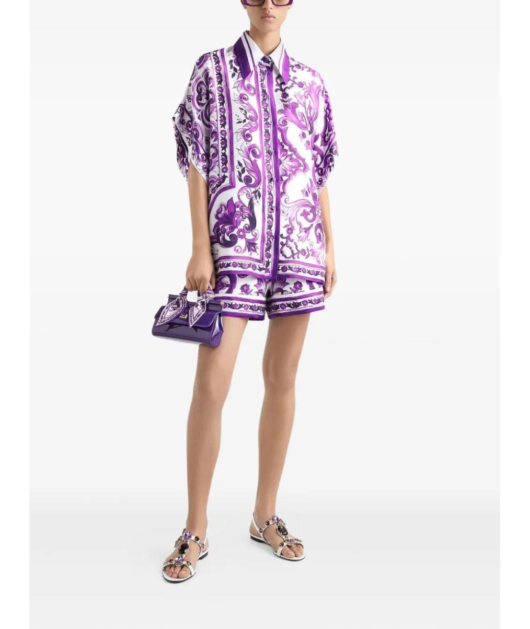 DOLCE&GABBANA Фиолетовая шелковая рубашка, фото 3