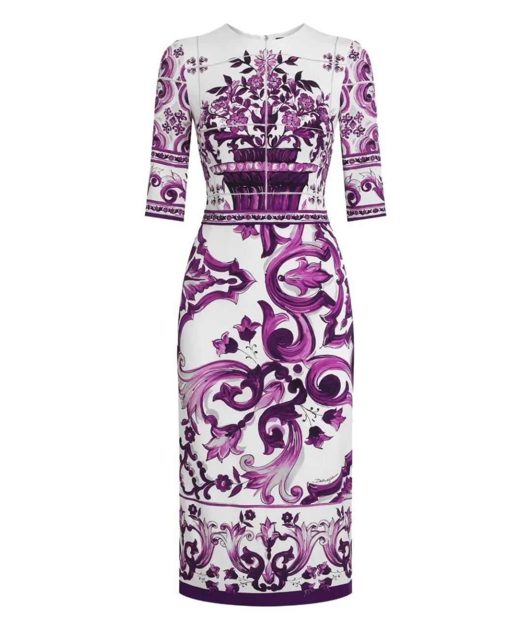 DOLCE&GABBANA Фиолетовое шелковое повседневное платье, фото 1