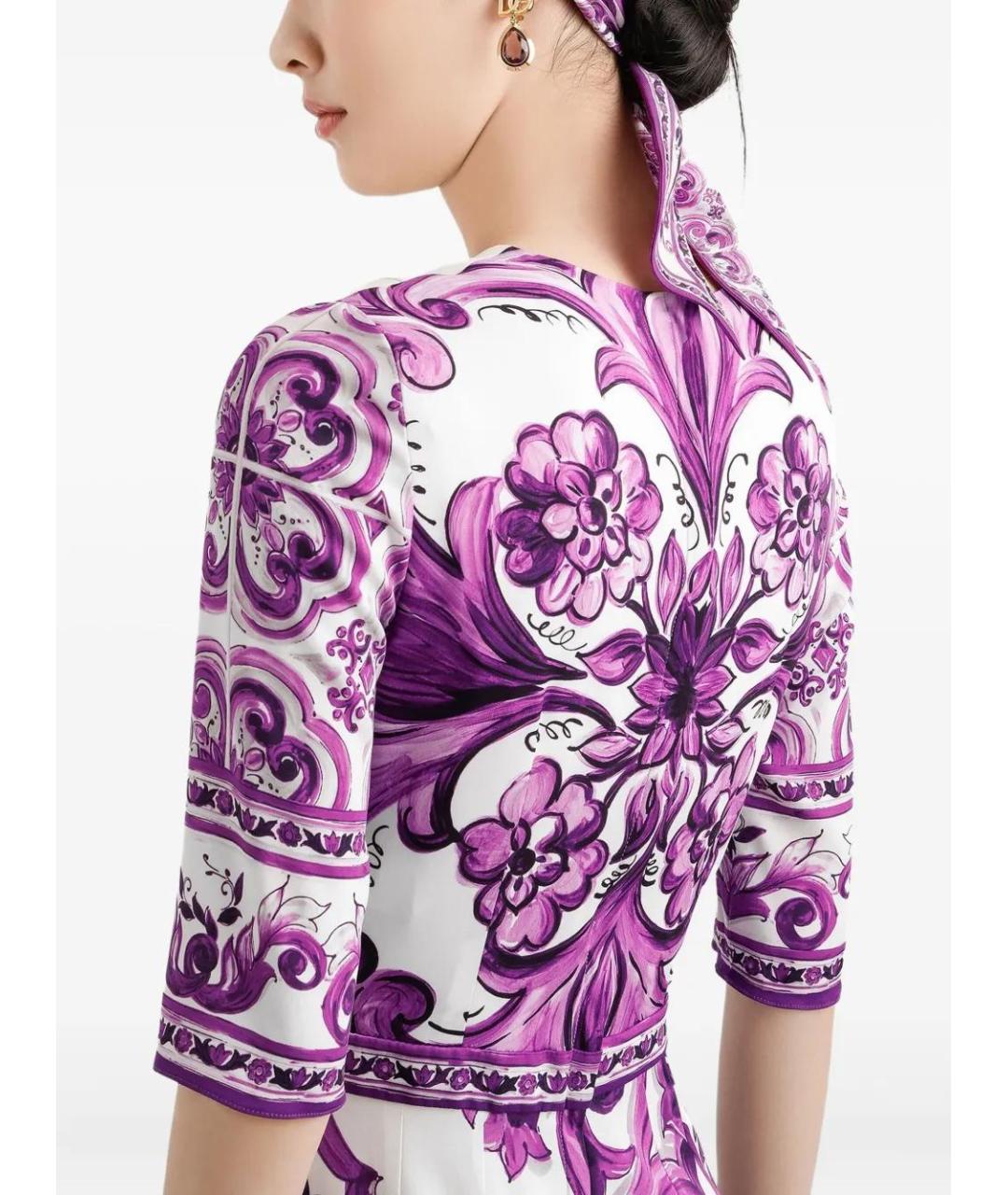 DOLCE&GABBANA Фиолетовое шелковое повседневное платье, фото 5