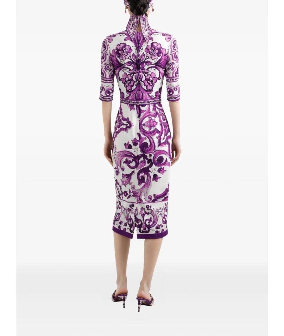 DOLCE&GABBANA Фиолетовое шелковое повседневное платье, фото 3