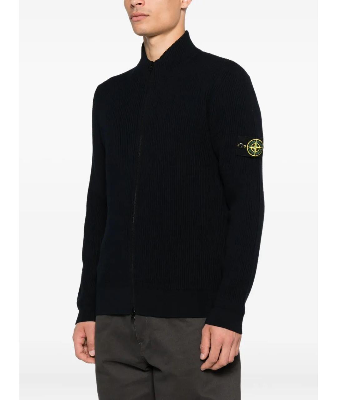 STONE ISLAND Темно-синий шерстяной кардиган, фото 3