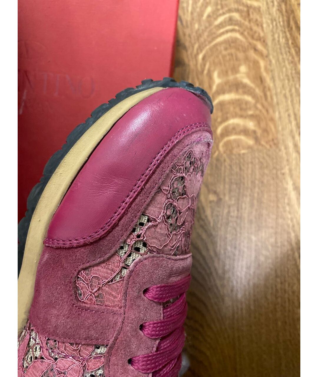 VALENTINO GARAVANI Розовые кожаные кроссовки, фото 7