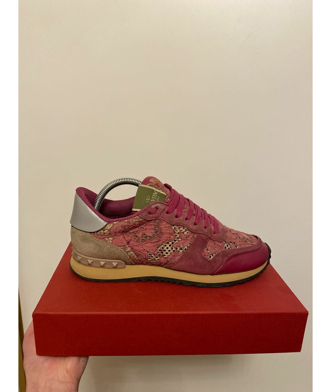 VALENTINO GARAVANI Розовые кожаные кроссовки, фото 9