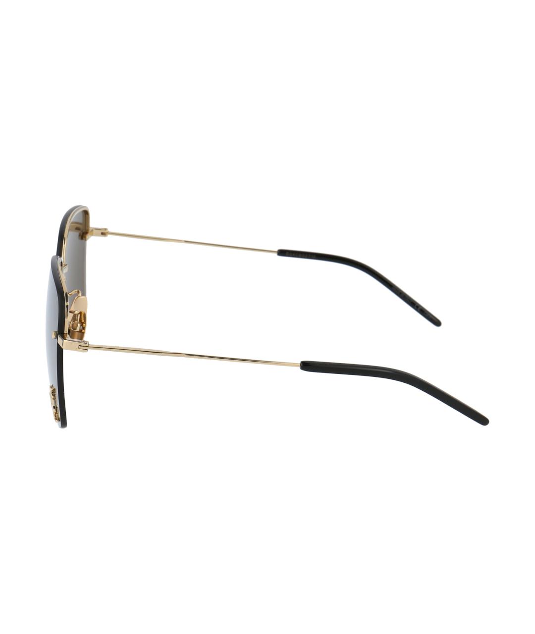 SAINT LAURENT Золотые металлические солнцезащитные очки, фото 3