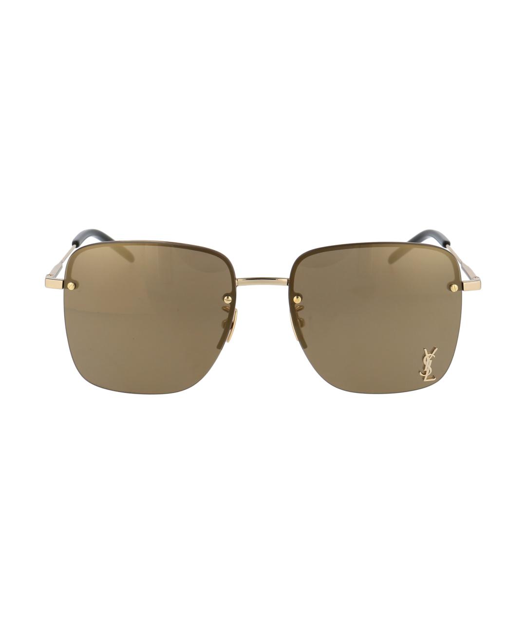 SAINT LAURENT Золотые металлические солнцезащитные очки, фото 1