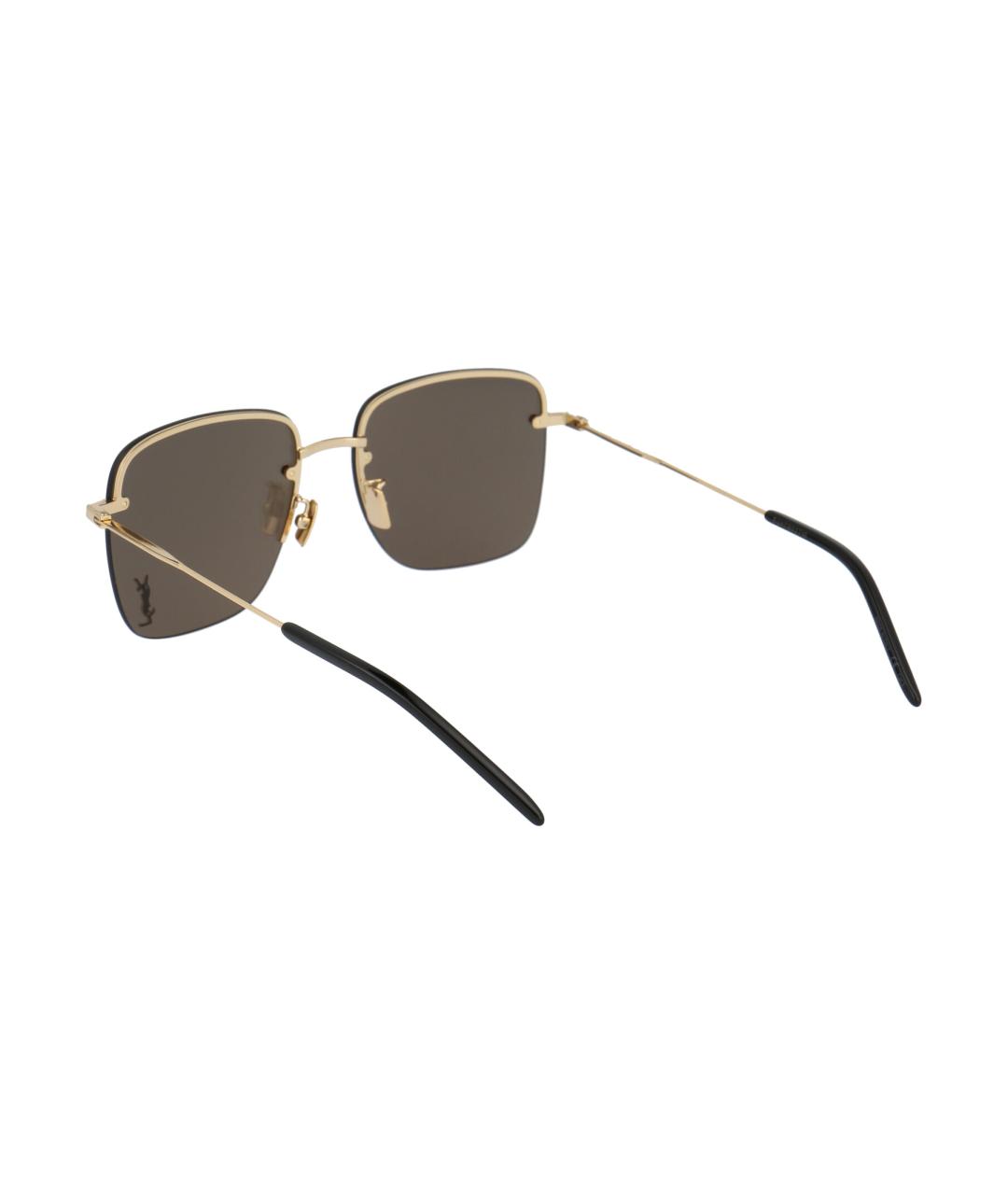 SAINT LAURENT Золотые металлические солнцезащитные очки, фото 4
