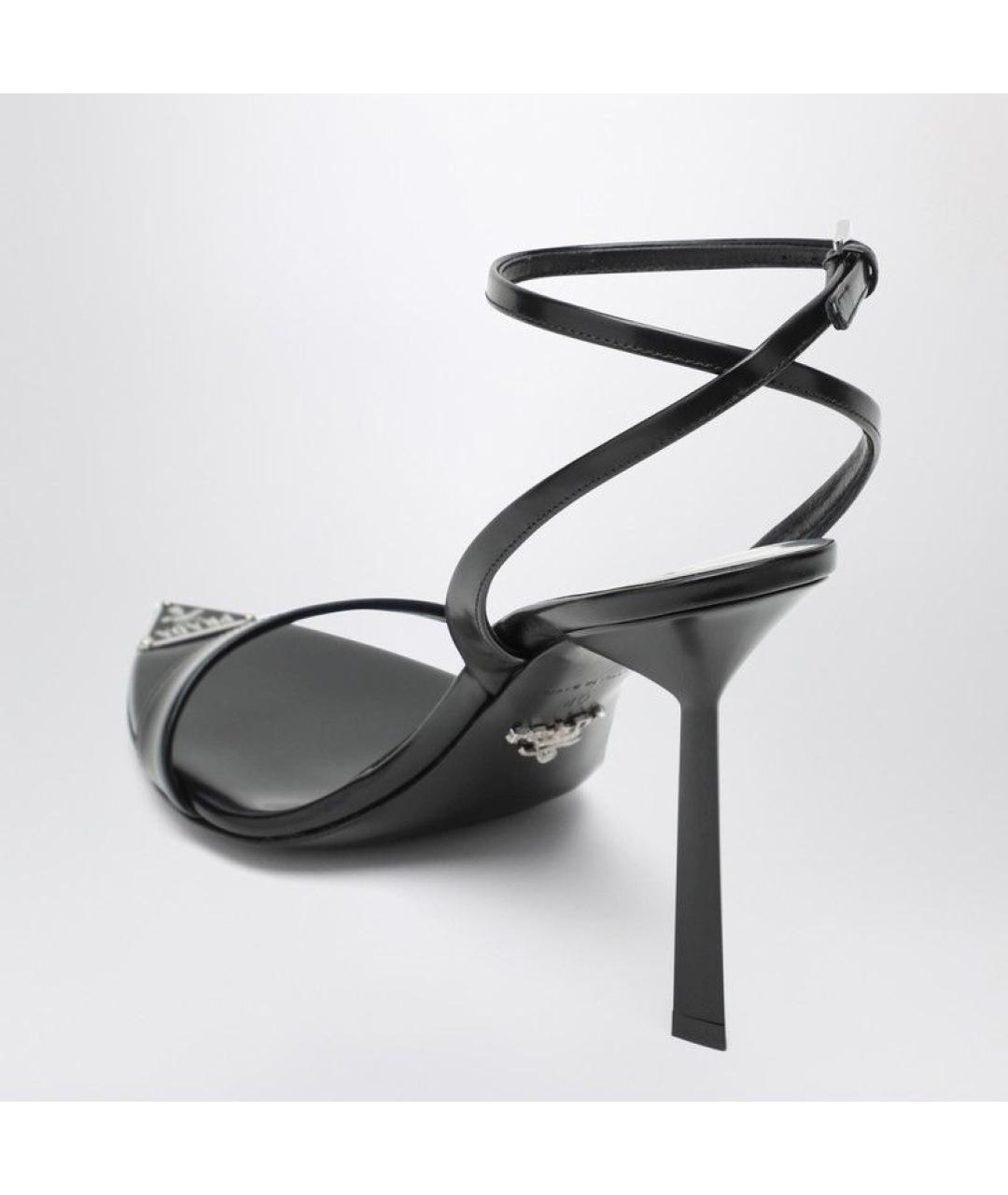 PRADA Черные кожаные босоножки, фото 3