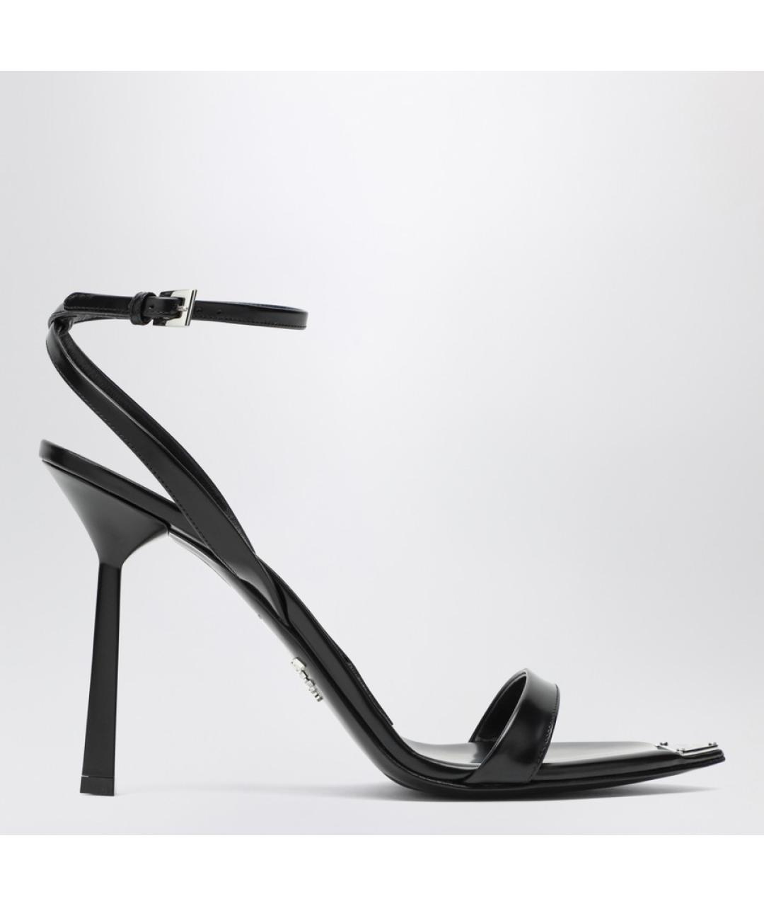 PRADA Черные кожаные босоножки, фото 4