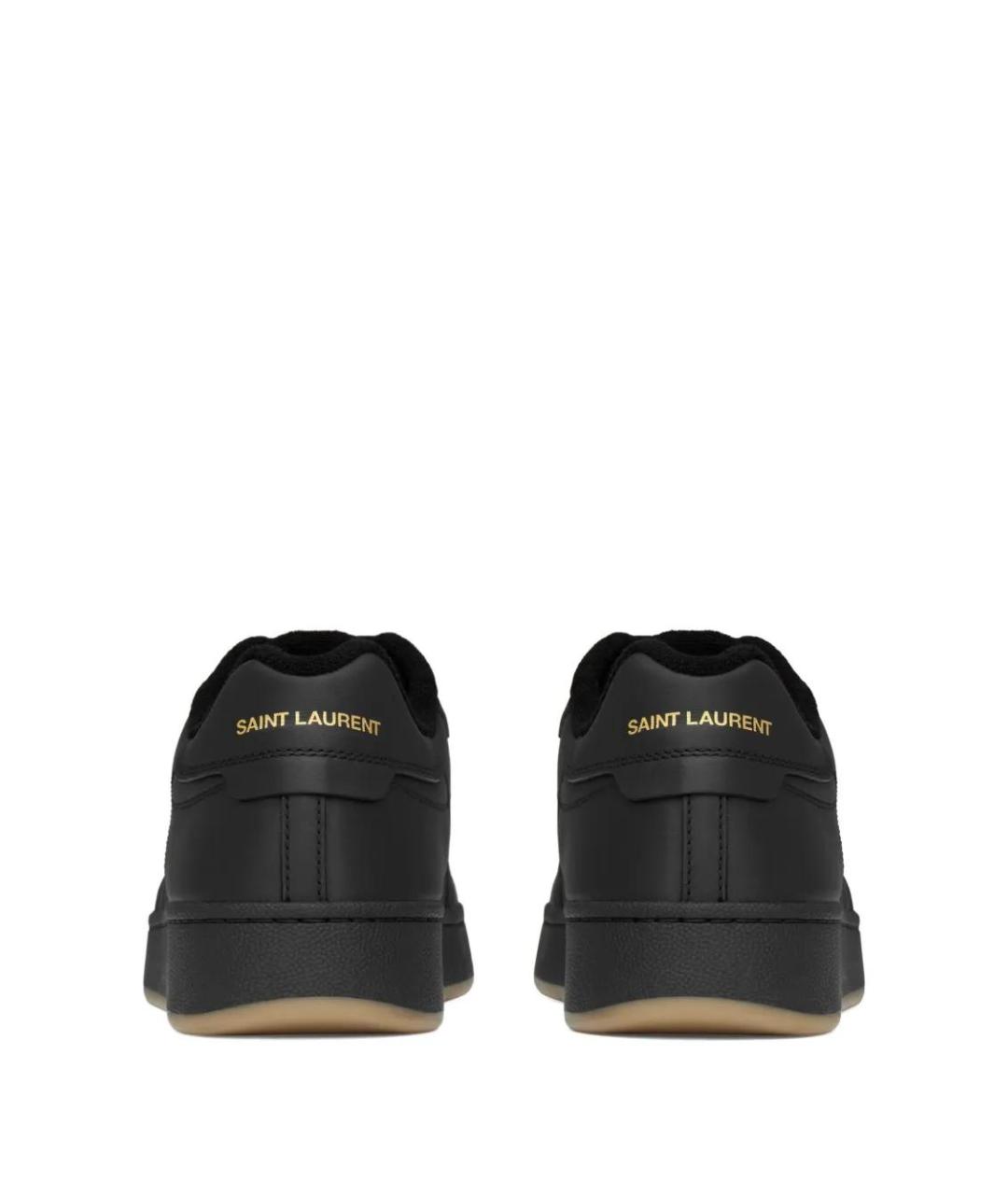SAINT LAURENT Черные кожаные низкие кроссовки / кеды, фото 4