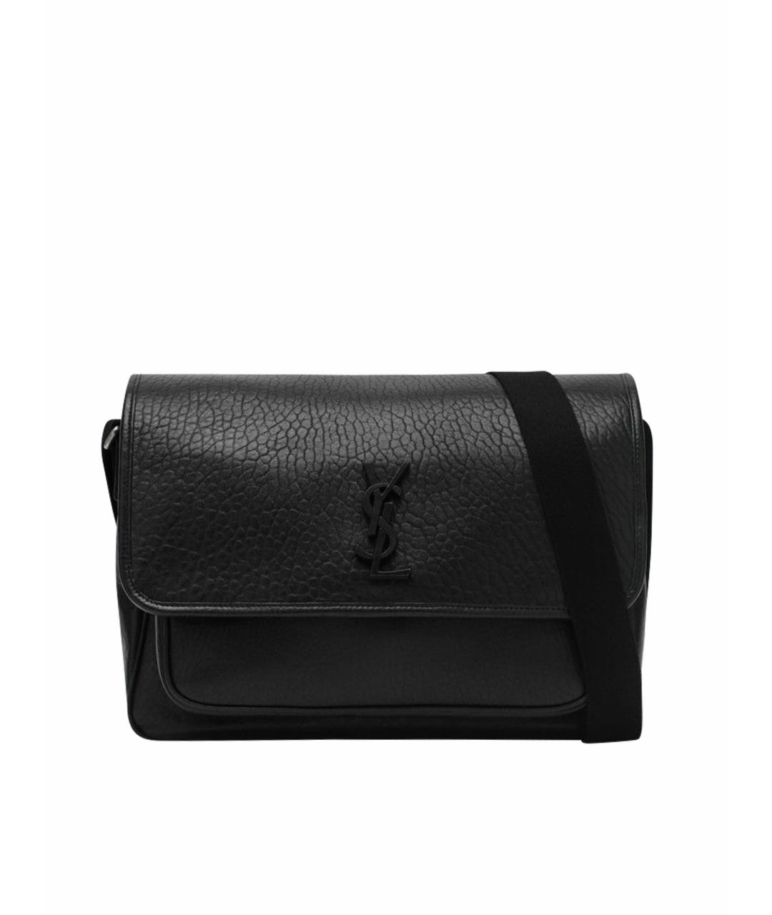 SAINT LAURENT Черная кожаная сумка на плечо, фото 1