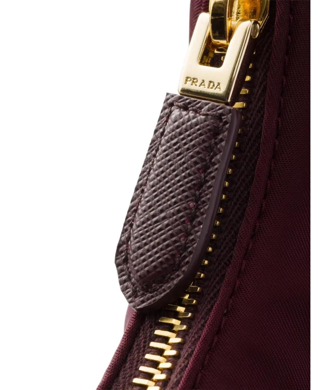 PRADA Бордовая синтетическая сумка через плечо, фото 4