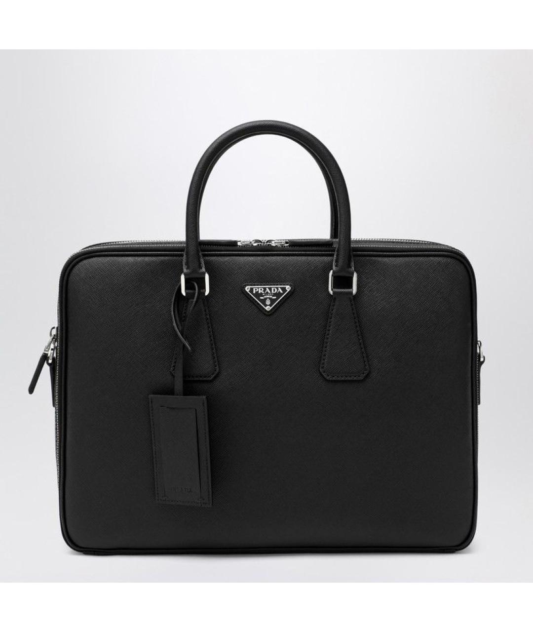 PRADA Черный кожаный портфель, фото 3