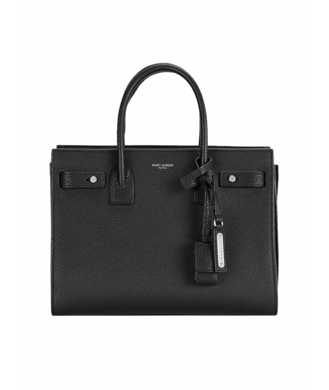 SAINT LAURENT Черная кожаная сумка тоут, фото 1