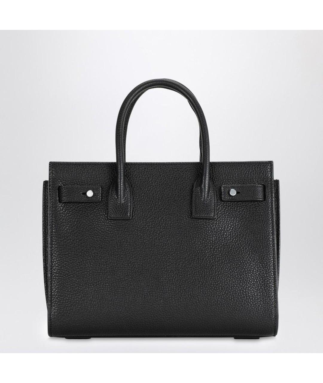 SAINT LAURENT Черная кожаная сумка тоут, фото 2