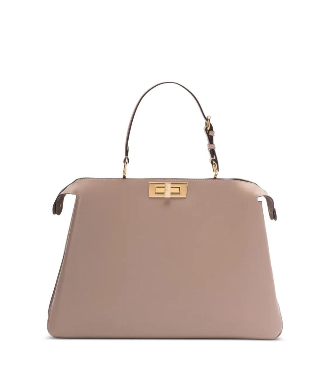 FENDI Бежевая кожаная сумка тоут, фото 2