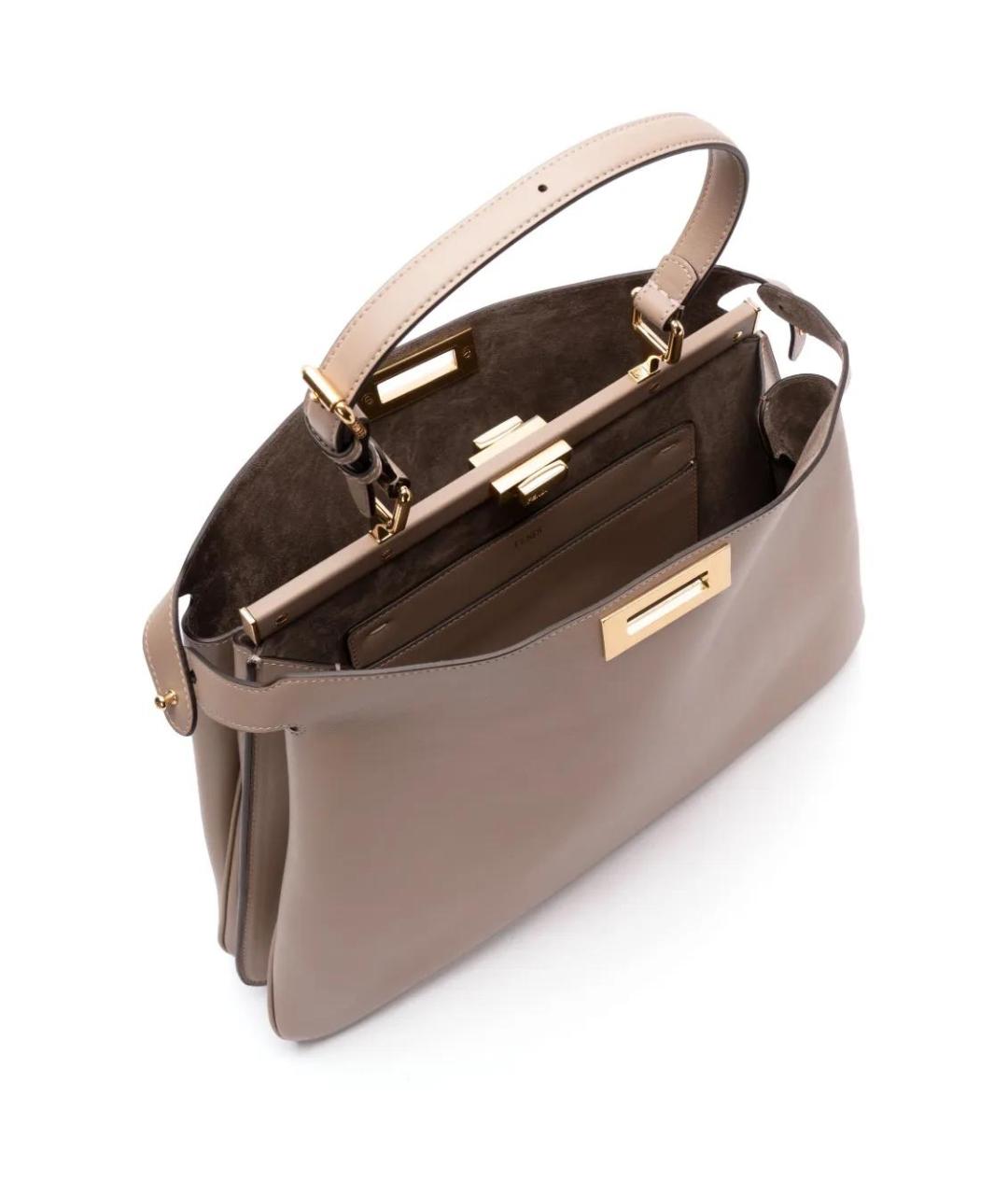 FENDI Бежевая кожаная сумка тоут, фото 5