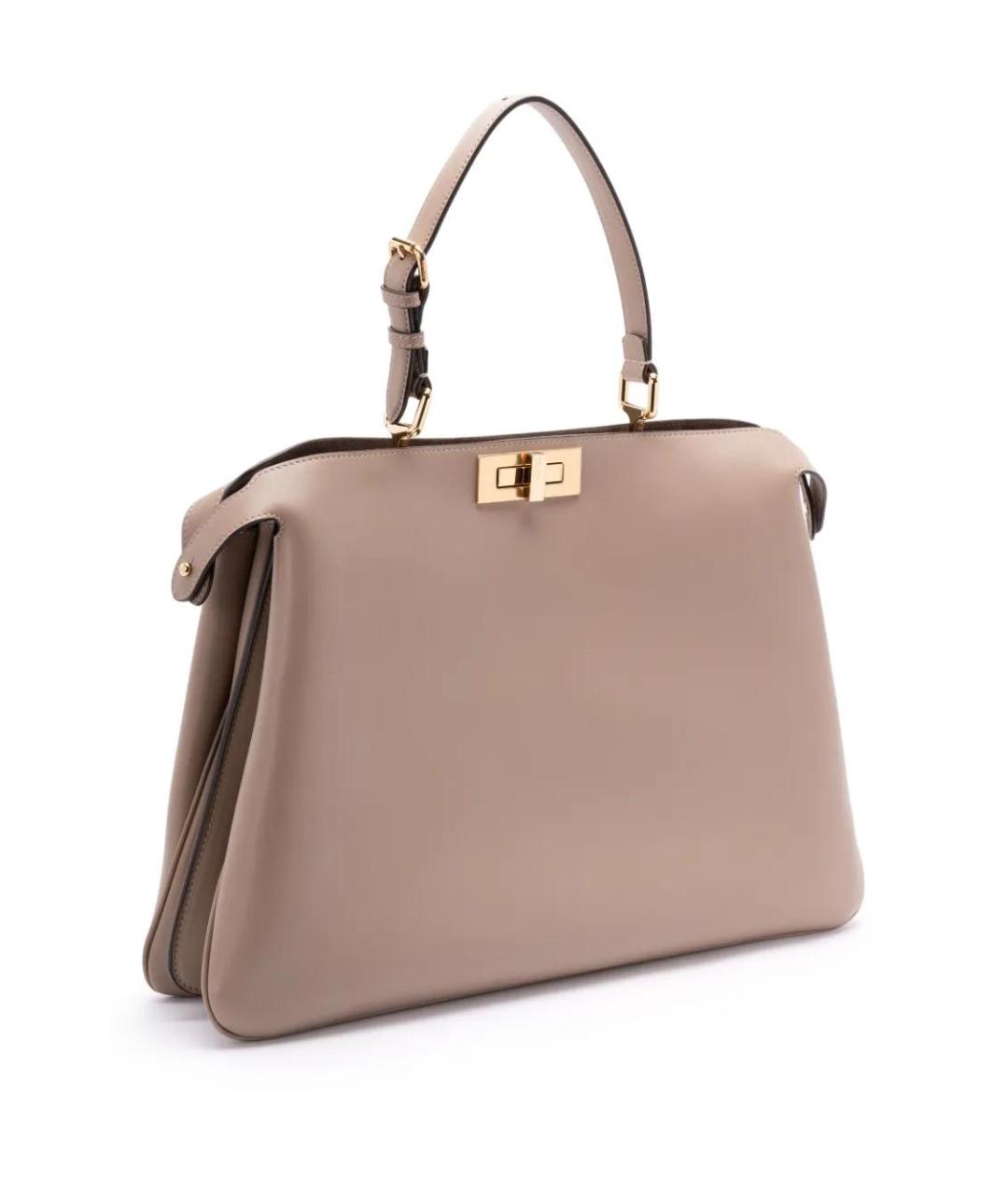 FENDI Бежевая кожаная сумка тоут, фото 3