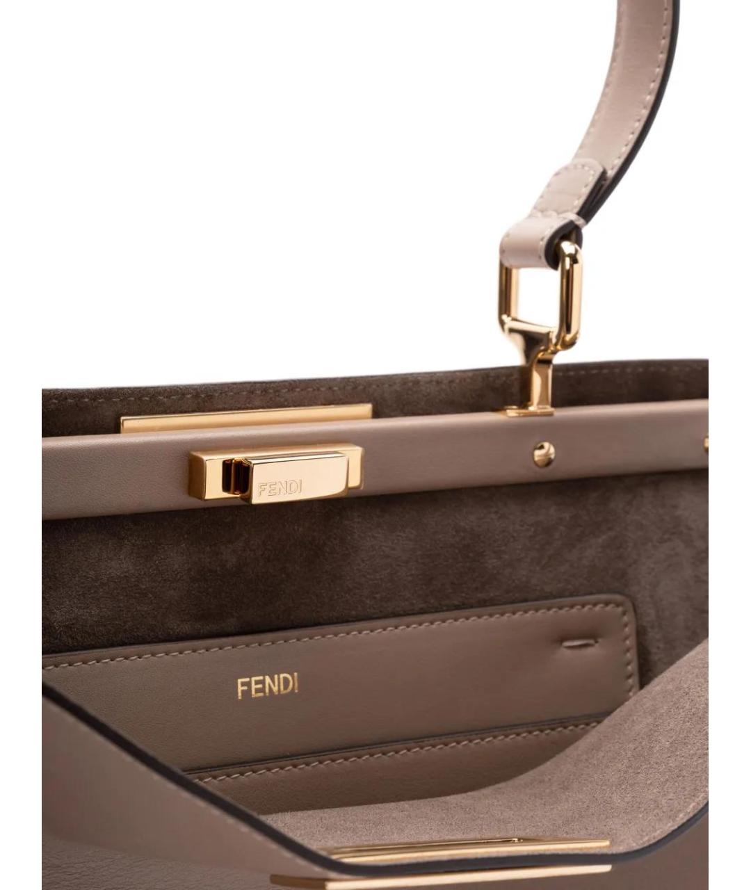 FENDI Бежевая кожаная сумка тоут, фото 4