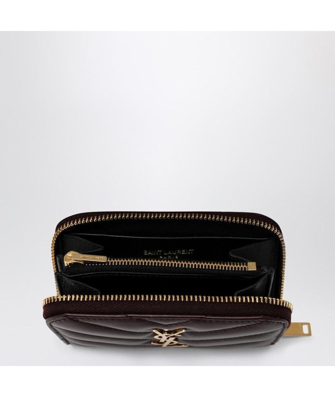 SAINT LAURENT Бордовый кожаный кошелек, фото 2