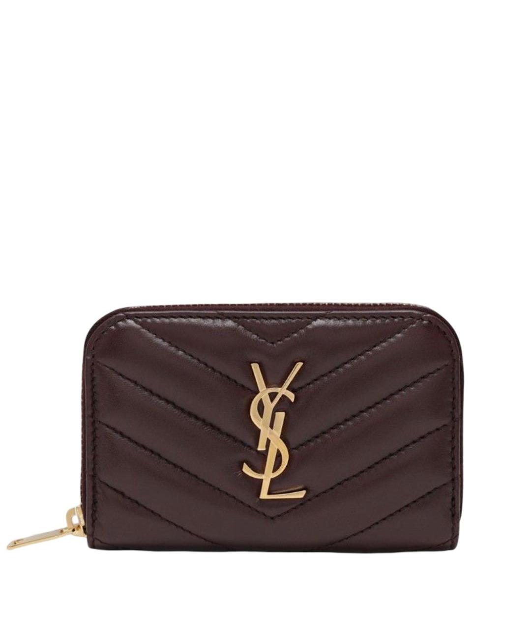 SAINT LAURENT Бордовый кожаный кошелек, фото 1