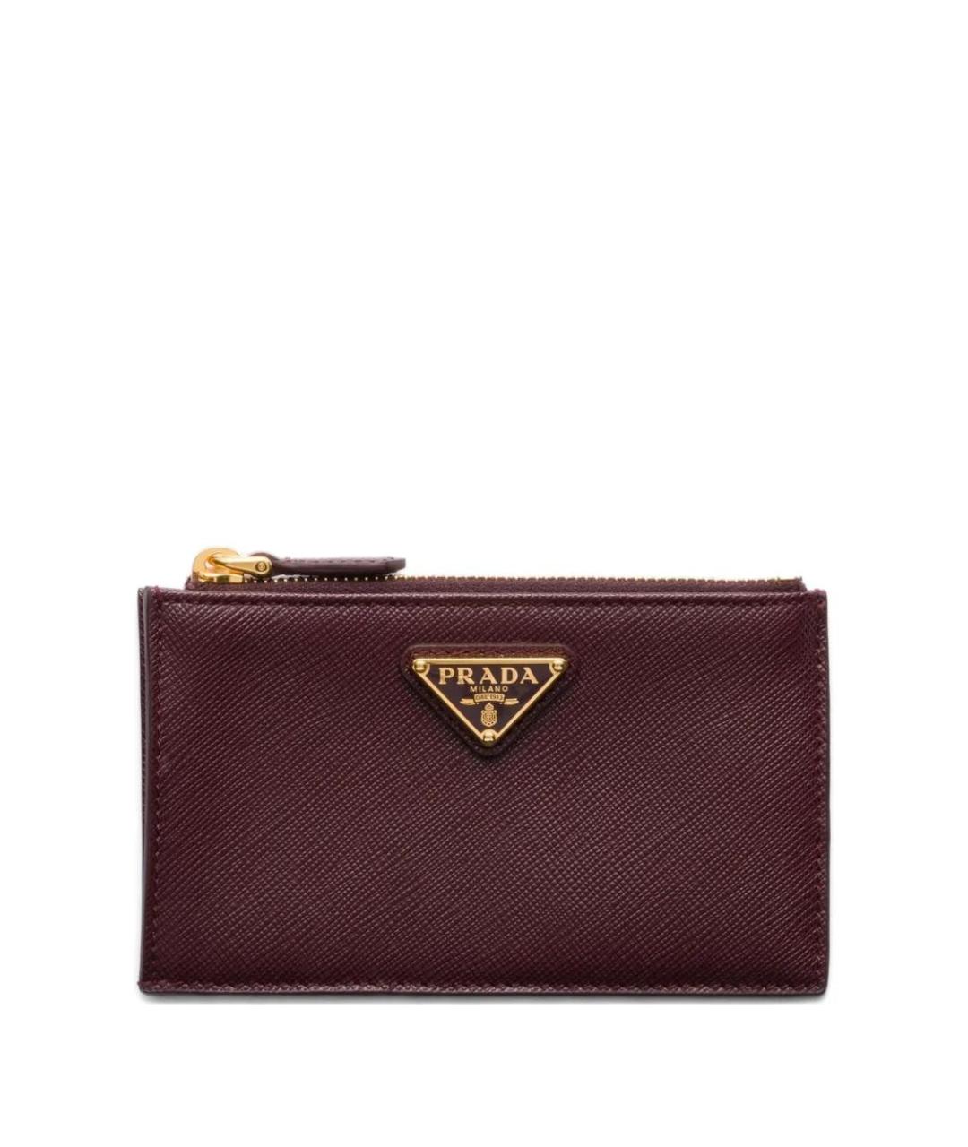 PRADA Бордовый кожаный кардхолдер, фото 1