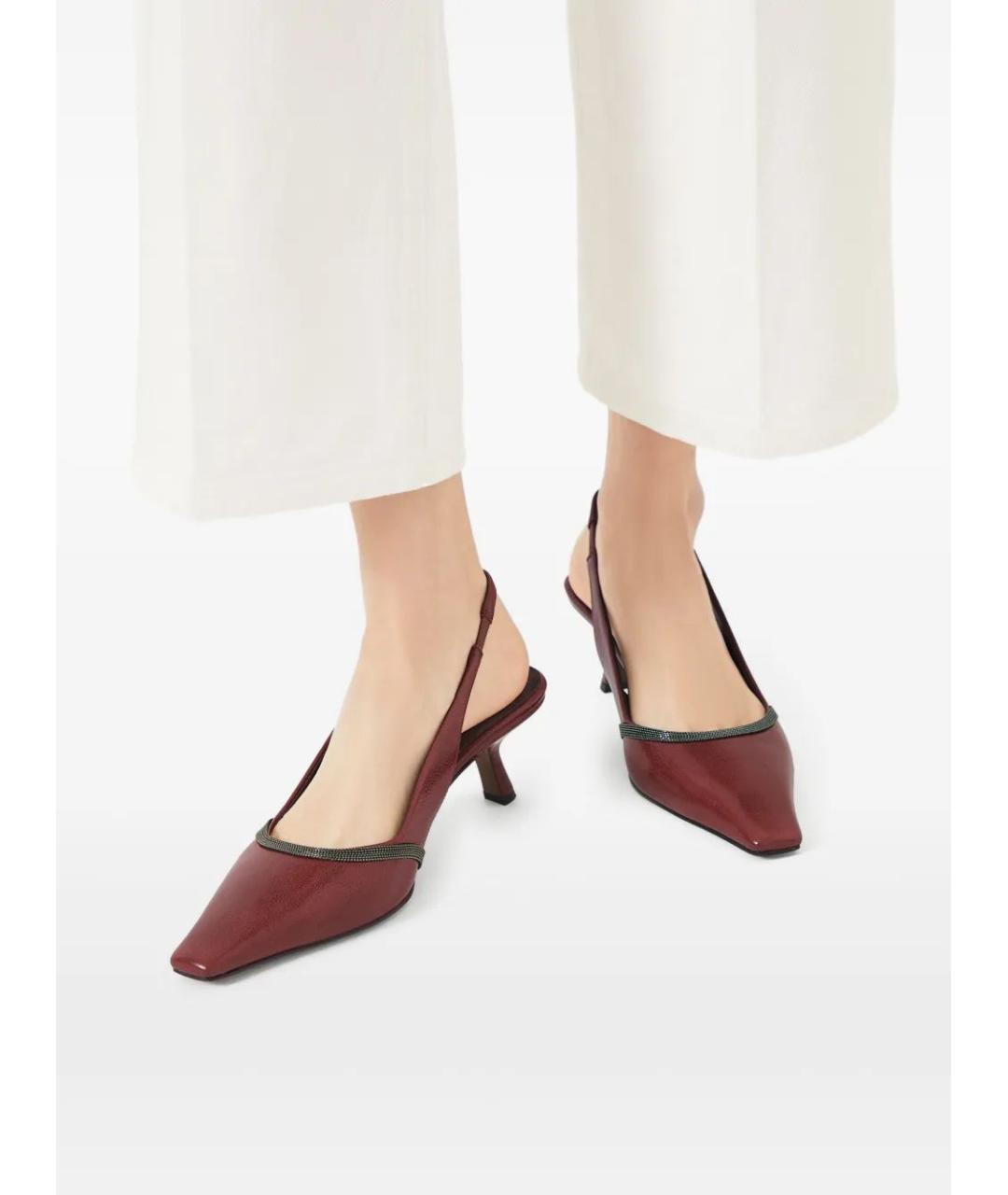 BRUNELLO CUCINELLI Бордовые кожаные туфли, фото 5