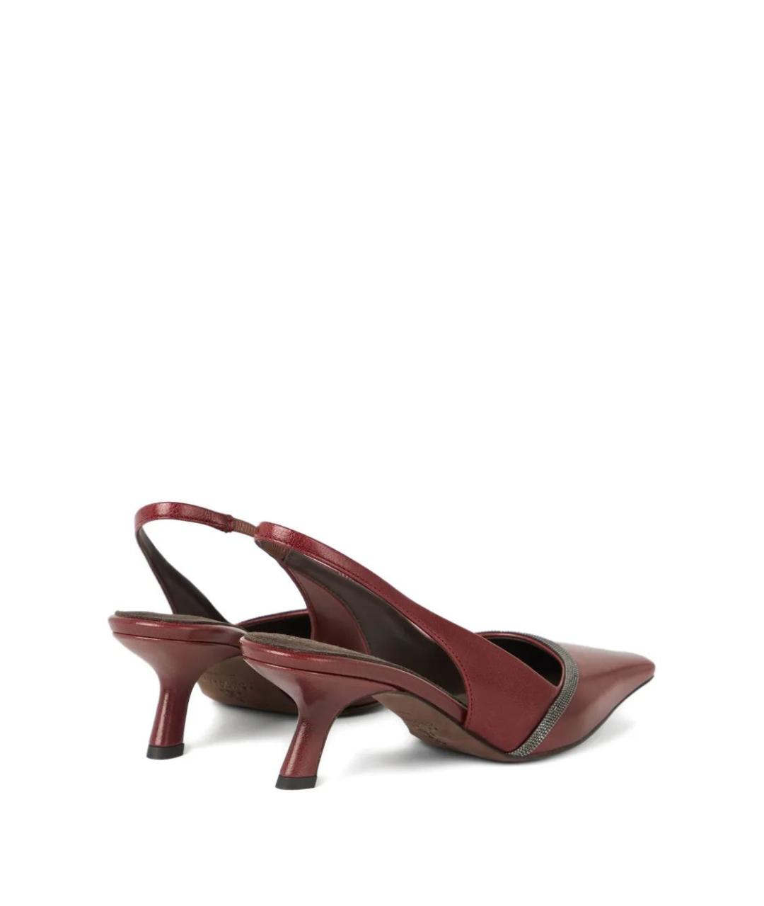 BRUNELLO CUCINELLI Бордовые кожаные туфли, фото 3