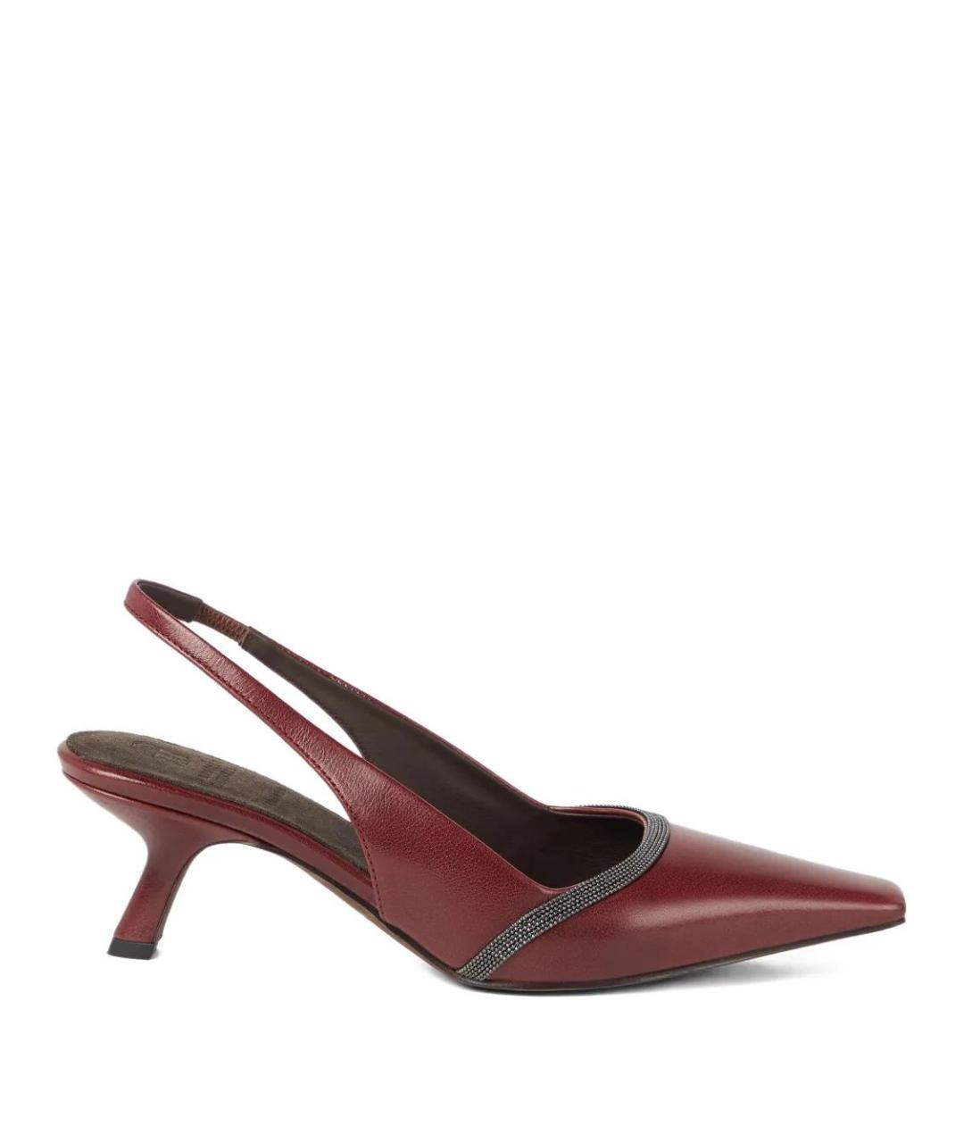 BRUNELLO CUCINELLI Бордовые кожаные туфли, фото 1