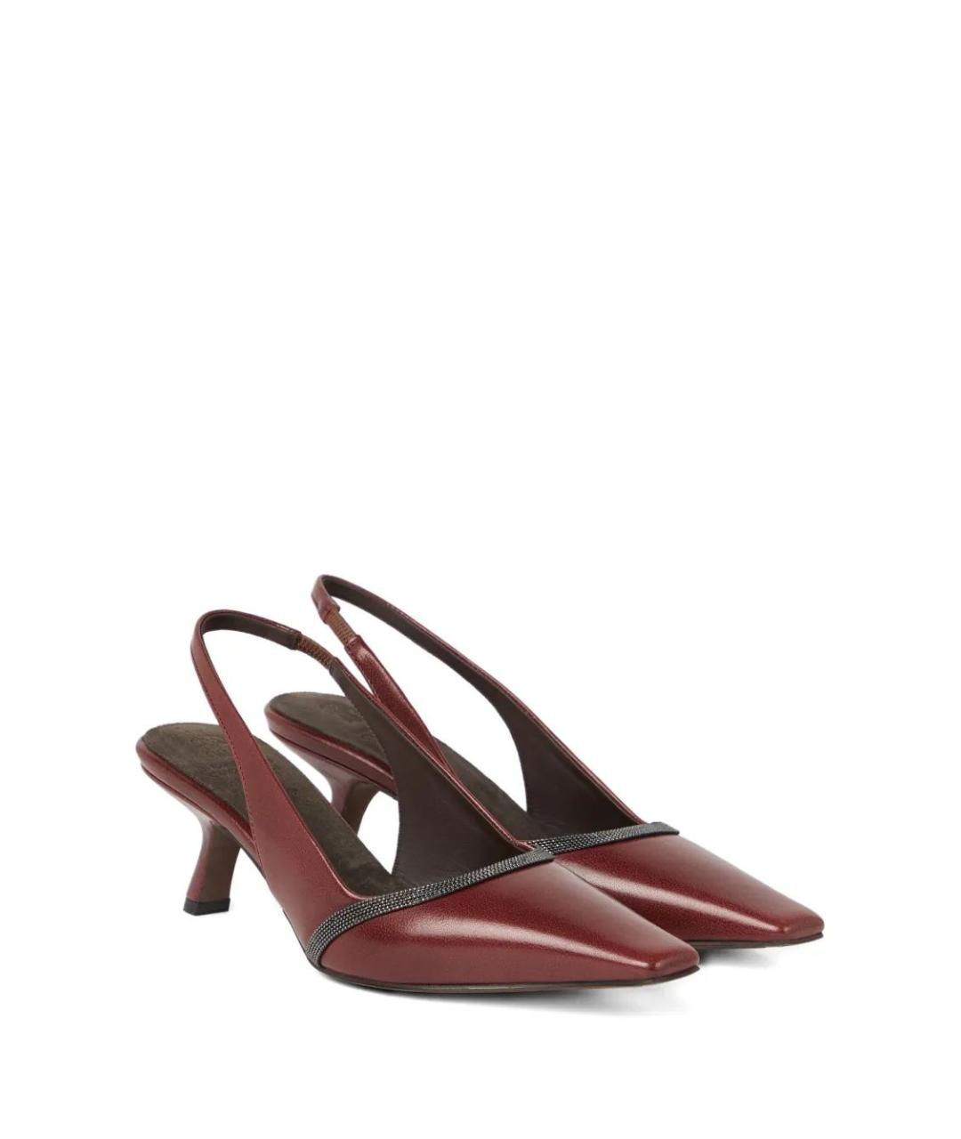 BRUNELLO CUCINELLI Бордовые кожаные туфли, фото 2