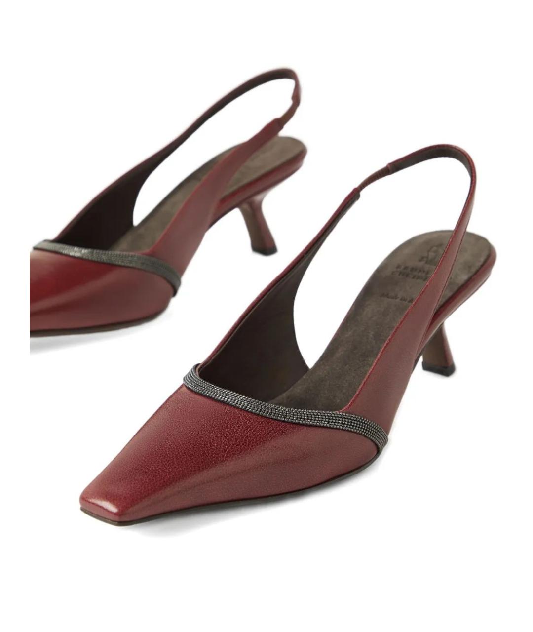 BRUNELLO CUCINELLI Бордовые кожаные туфли, фото 4