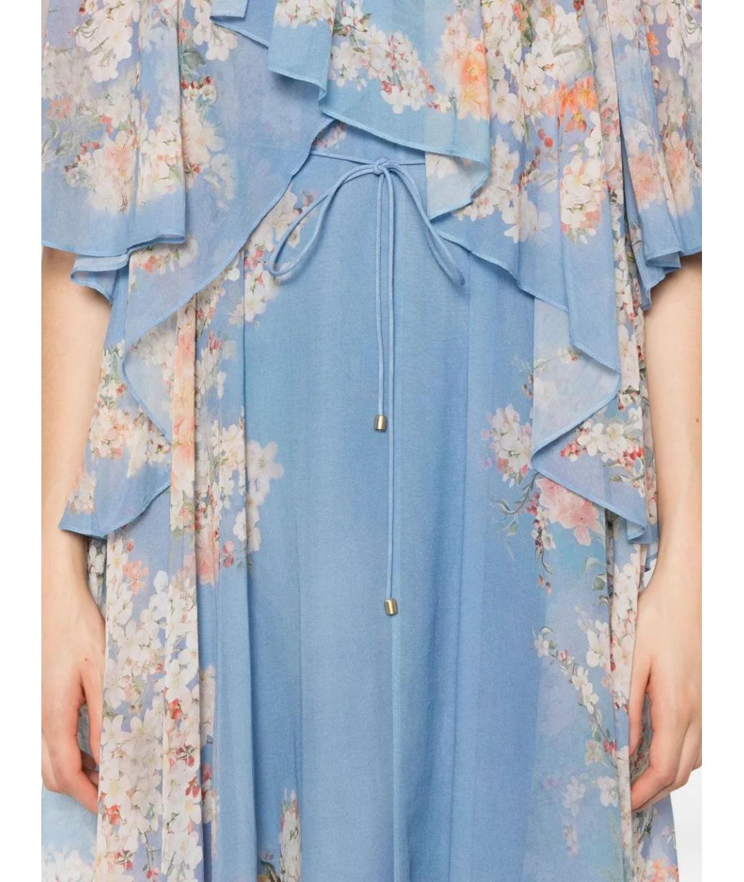 ZIMMERMANN Голубое хлопковое повседневное платье, фото 4