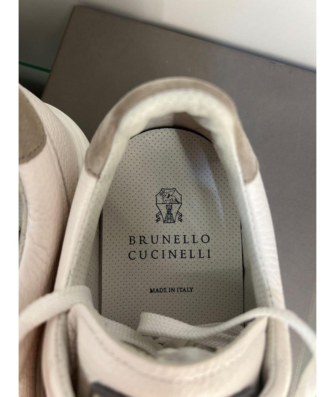 BRUNELLO CUCINELLI Белые кожаные низкие кроссовки / кеды, фото 6