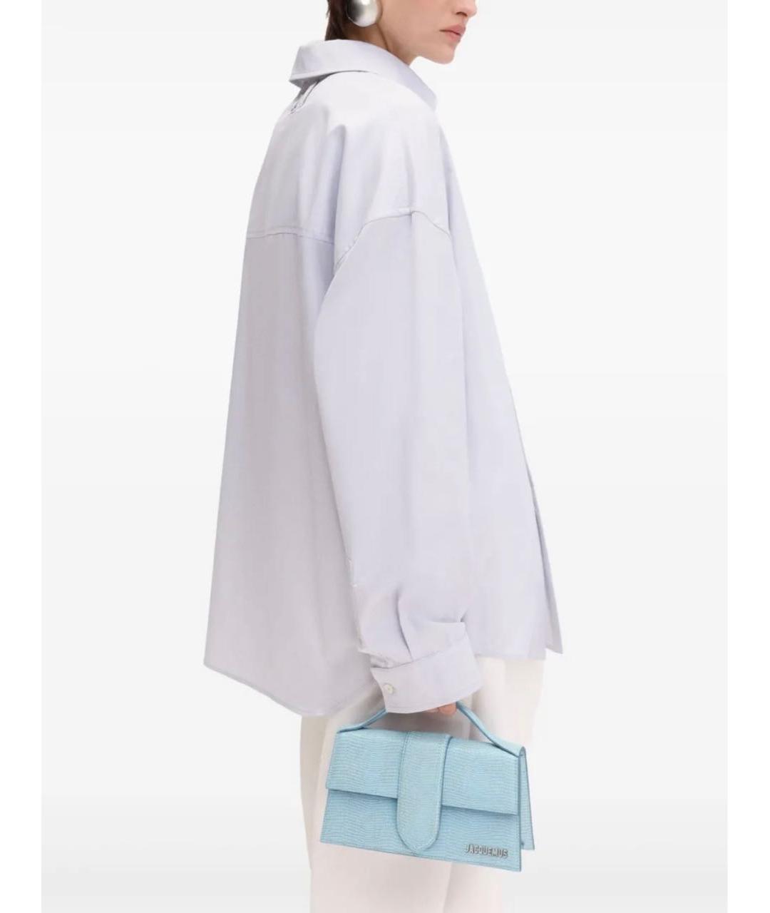 JACQUEMUS Голубая кожаная сумка с короткими ручками, фото 6
